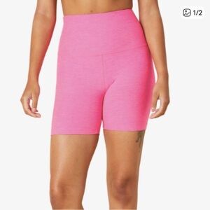Beyond Yoga Electric Pink Heather High-Rise Women's Bike Shorts xs